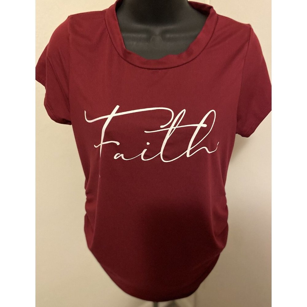 Sugar+ Stitch Wonens Small Faith Top Luke 1:37 Side Ruged Preowned
